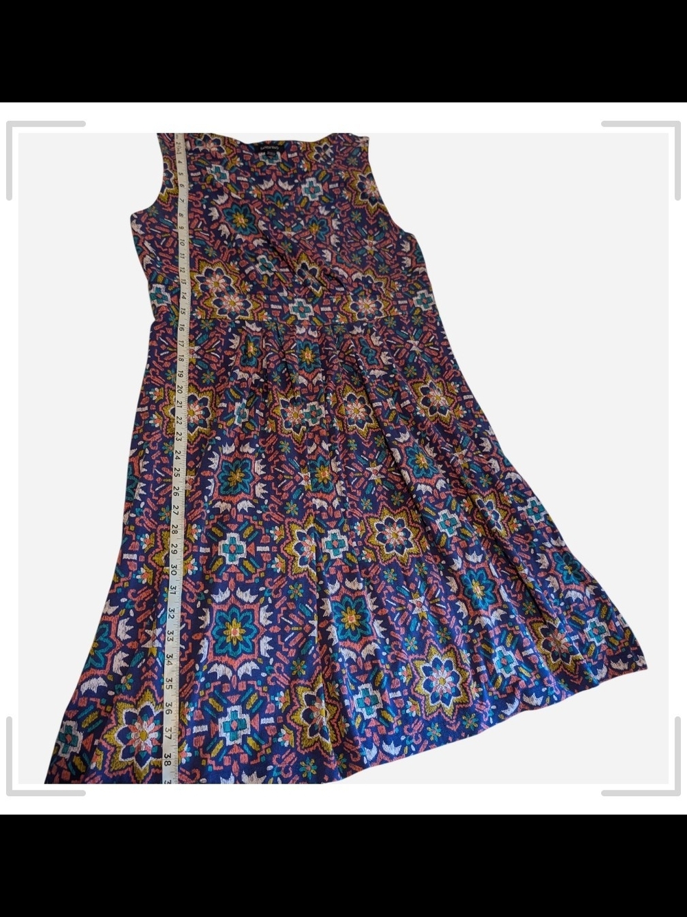 Pre-owned Women Multicolor Floral Mosaic Sleeveless Dress - Picture 5 of 8